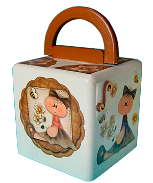 Alcancía pintado de madera Trupan para niños 12 X 12